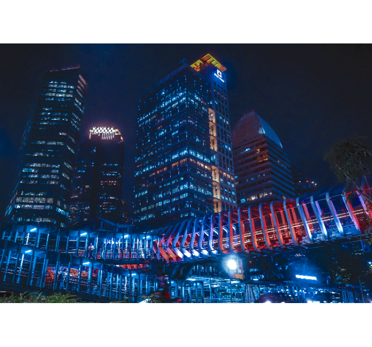 Fotomurale città paesaggio urbano notturno - TenStickers