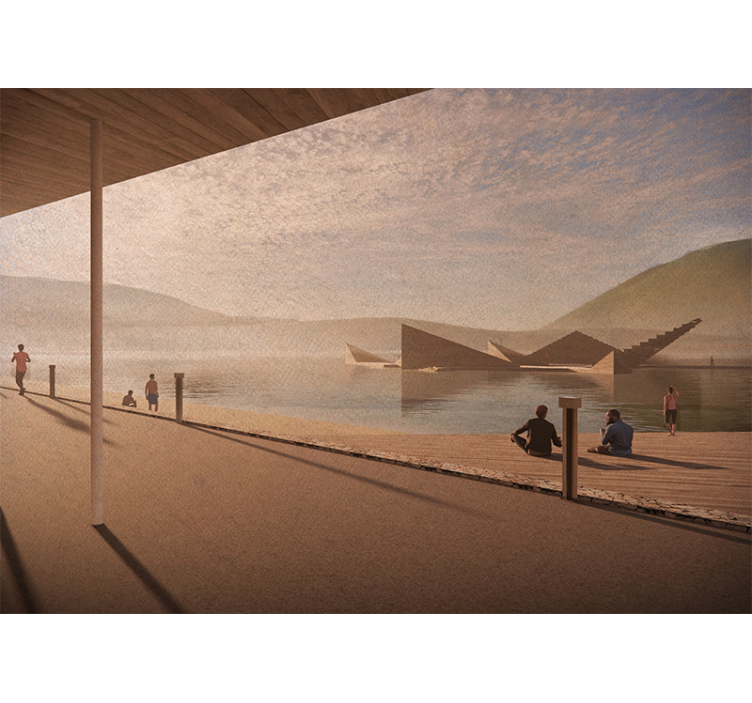 Fotomurale paesaggi prospettiva di un lago tranquillo - TenStickers