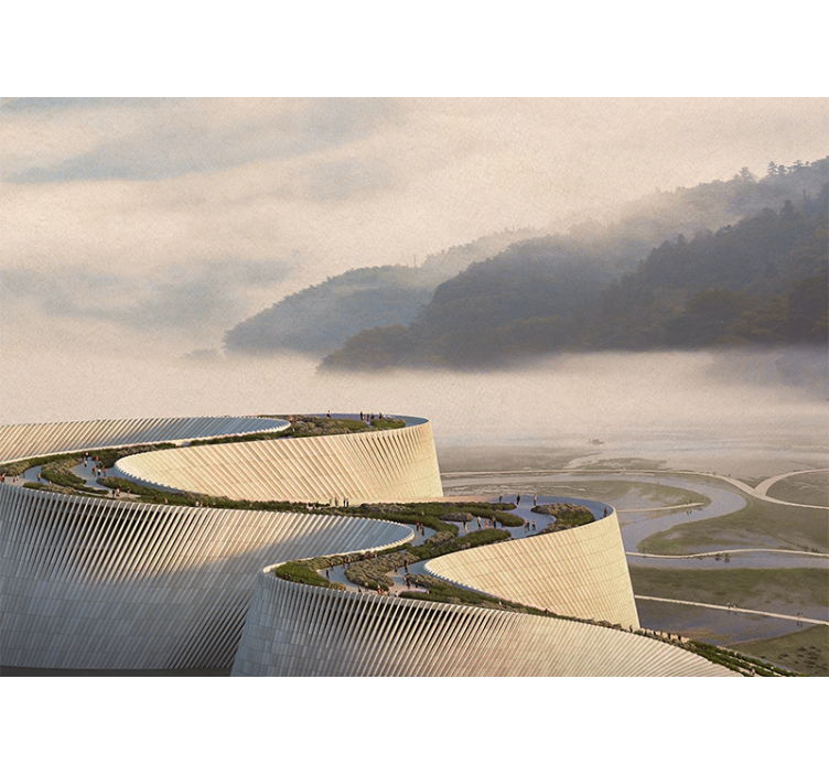 Fotomurale paesaggi forma architettonica curva - TenStickers