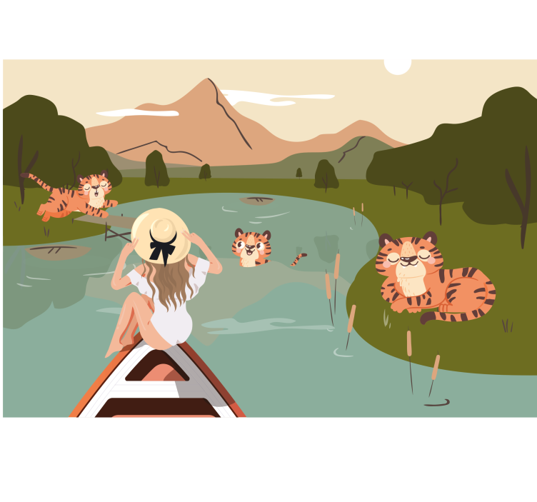 Fotomurale cameretta scena avventura tigre - TenStickers