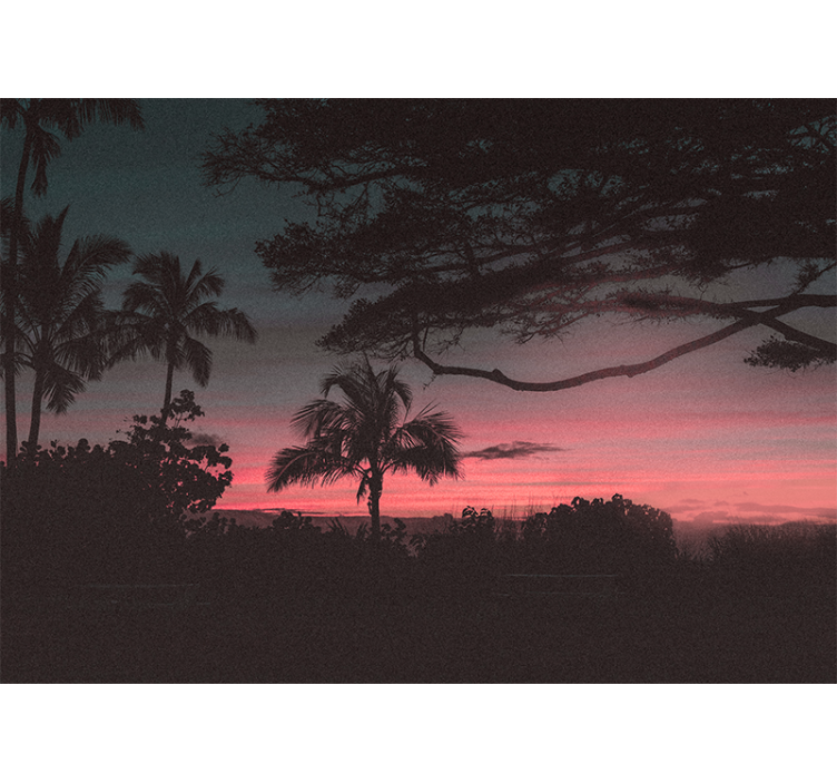 Fotomurale paesaggi silhouette di tramonto tropicale - TenStickers