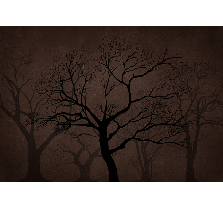 Fotomurale foresta alberi in silhouette scura - TenStickers