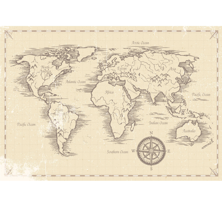 Fotomurale per ufficio mappa del mondo vintage - TenStickers
