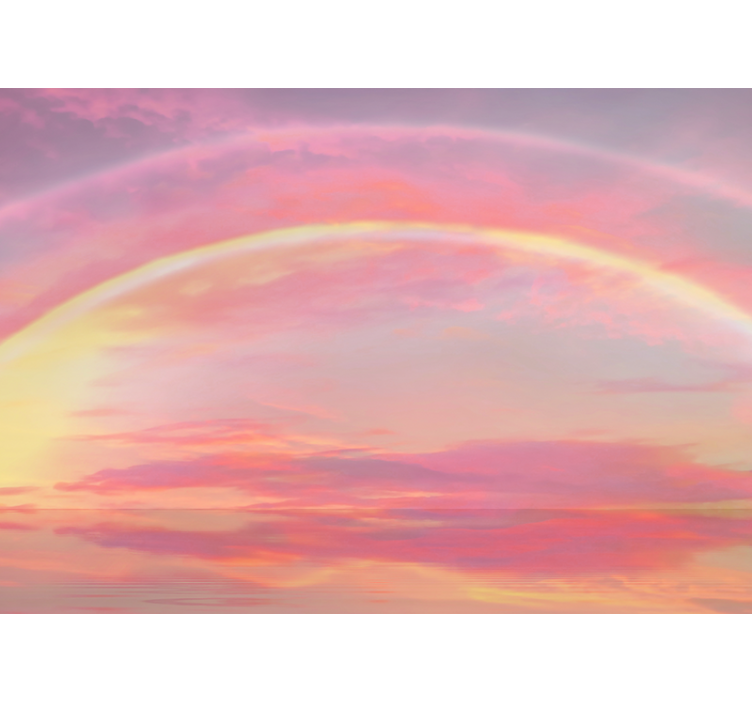 Carta da parati per ragazzi cielo rosa con arcobaleno - TenStickers