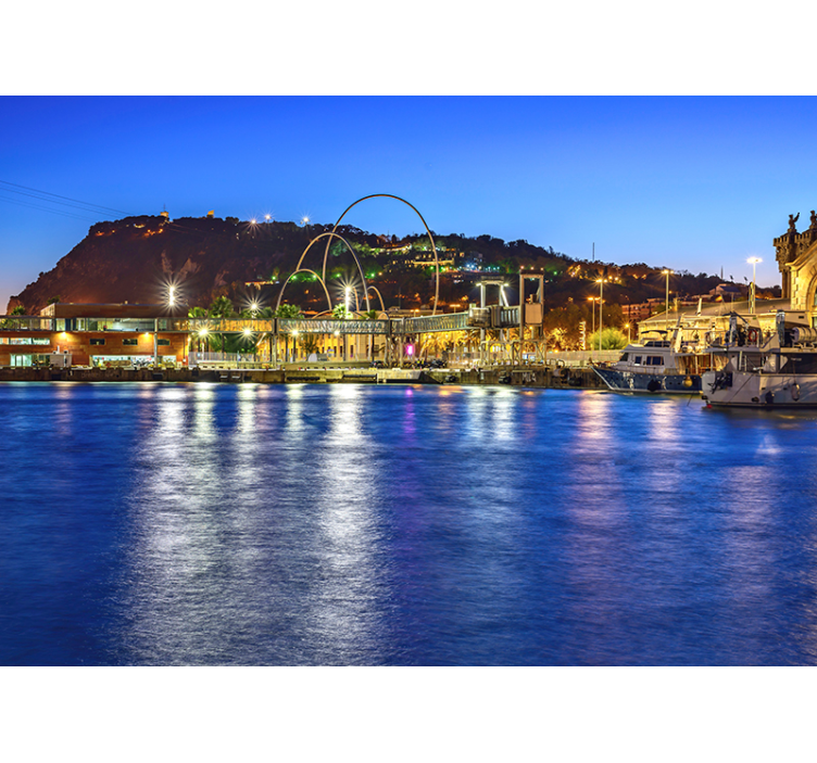 Fotomurale Barcellona luci serali del porto - TenStickers