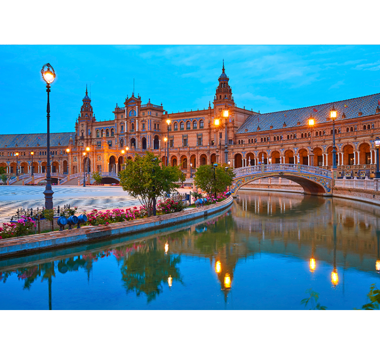 Fotomurali città e paesi notte della piazza spagnola - TenStickers