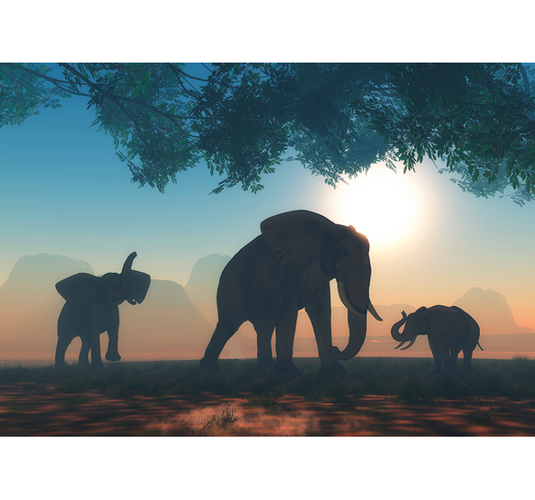 Fotomurale animali scena dell'elefante nella savana - TenStickers