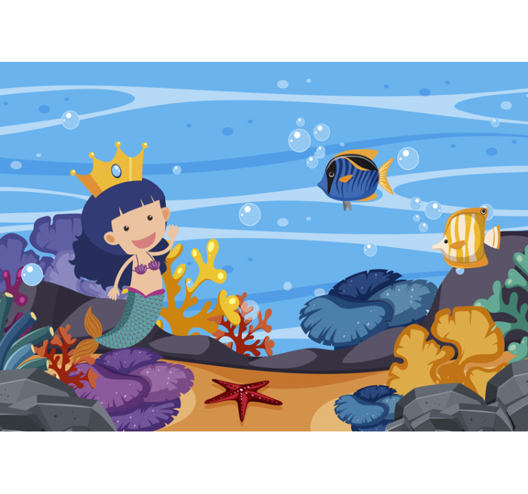 Fotomurale cameretta cartone animato sirena sottomarino - TenStickers