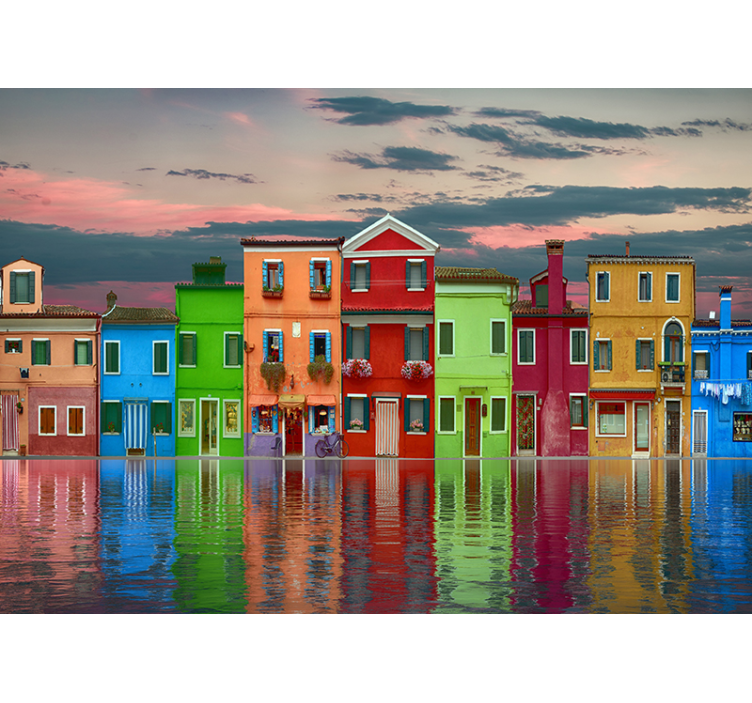 Fotomurale città colorato canale di burano - TenStickers