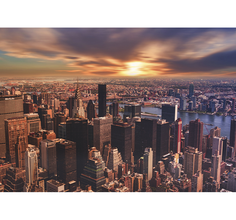 Fotomurale new york skyline urbano al tramonto - TenStickers