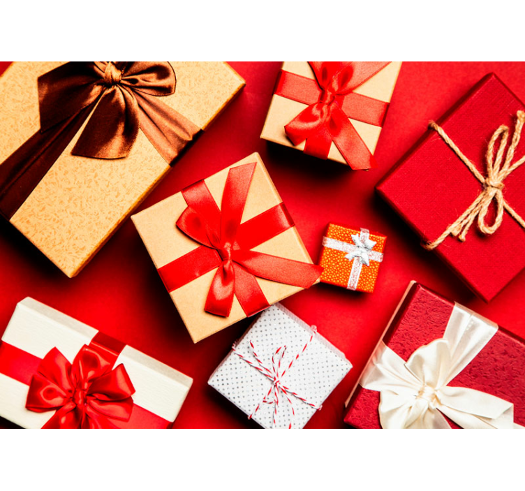 Fotomurale di Natale disposizione dei regali festivi - TenStickers