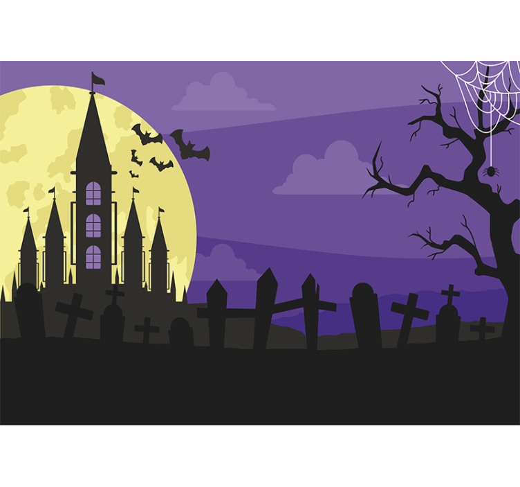 Fotomurale di halloween ambientazione castello spettrale - TenStickers