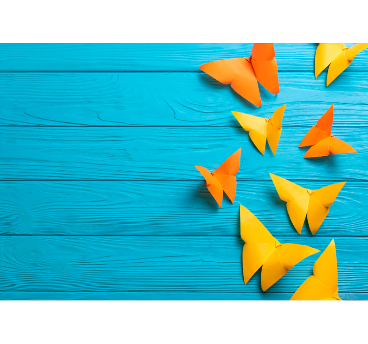 Fotomurale legno farfalle di carta colorate - TenStickers