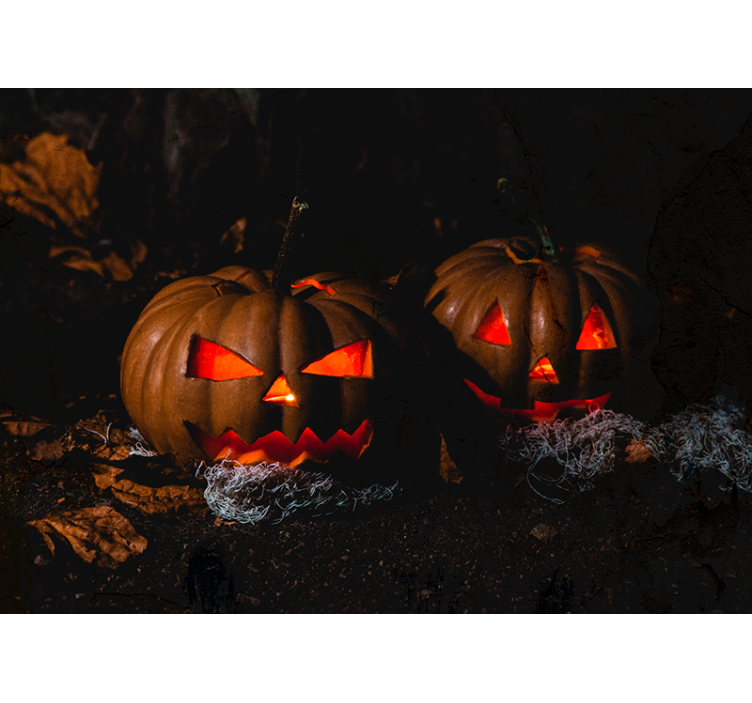 Fotomurale di Halloween facce di zucca luminose - TenStickers