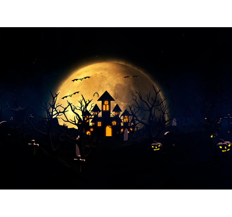 Fotomurale di halloween villa spettrale al chiaro di luna - TenStickers