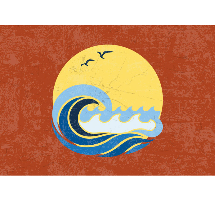 Fotomurale mare scena di onde al tramonto - TenStickers