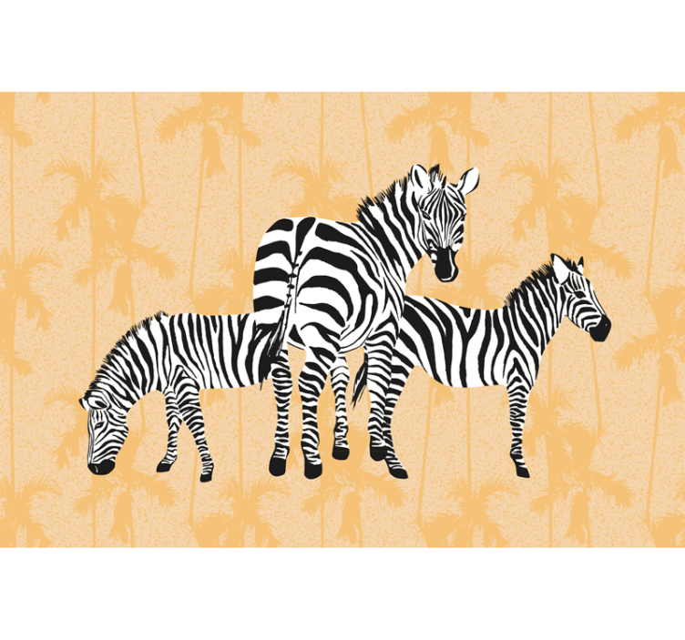 Fotomurale animali trio di zebre stilizzate - TenStickers