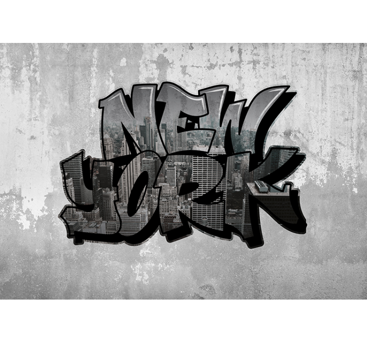 Fotomurale New York Graffiti con vista sulla città - TenStickers