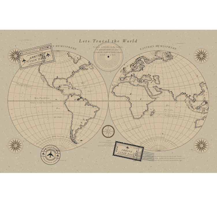 Fotomurale mappamondo mappa globale vintage - TenStickers