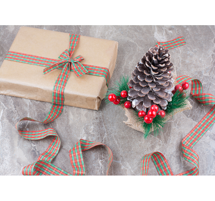 Fotomurale di Natale composizione festiva di pigne - TenStickers