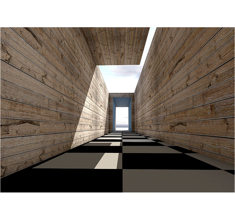 Fotomurale textures corridoio in legno perspective - TenStickers