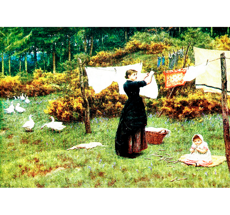 Fotomurale classico donna che stende il bucato - TenStickers