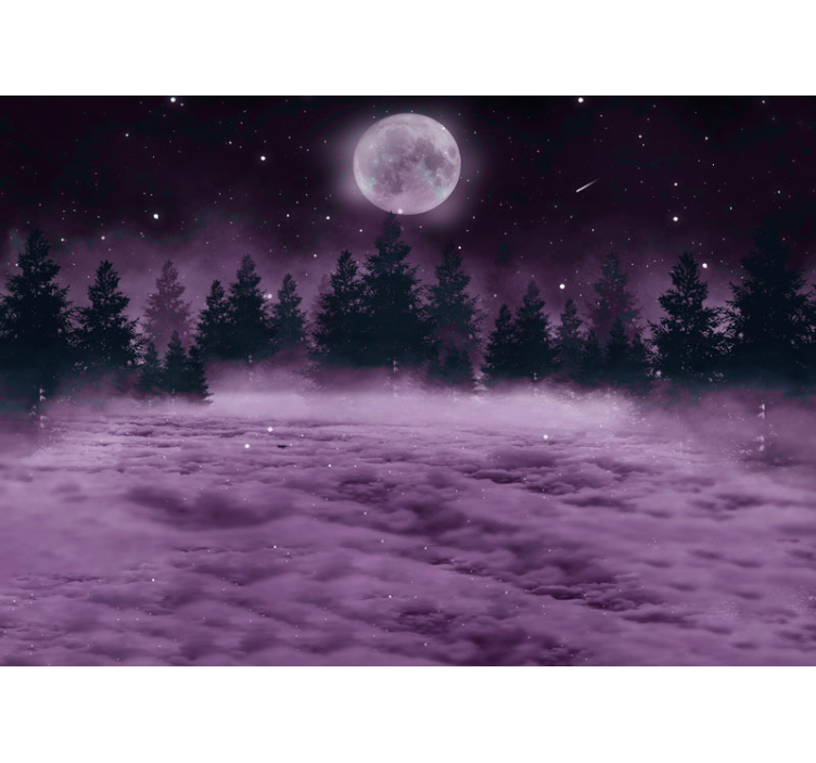Fotomurale foresta scena rosa al chiaro di luna - TenStickers