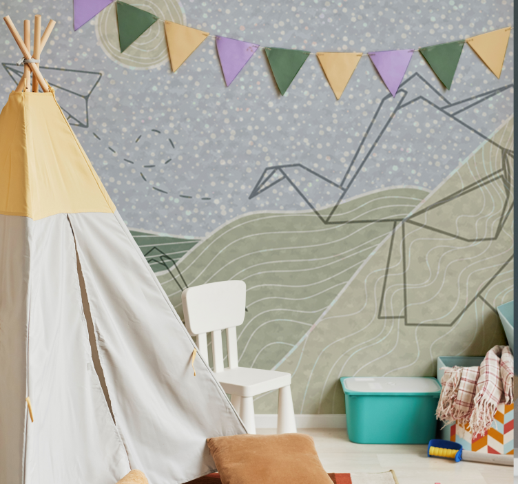 Fotomurale cameretta design di elefanti japandi - TenStickers