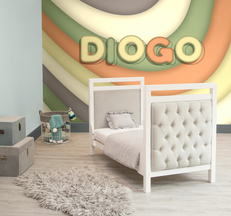 Fotomurale cameretta strisce curve con nome - TenStickers