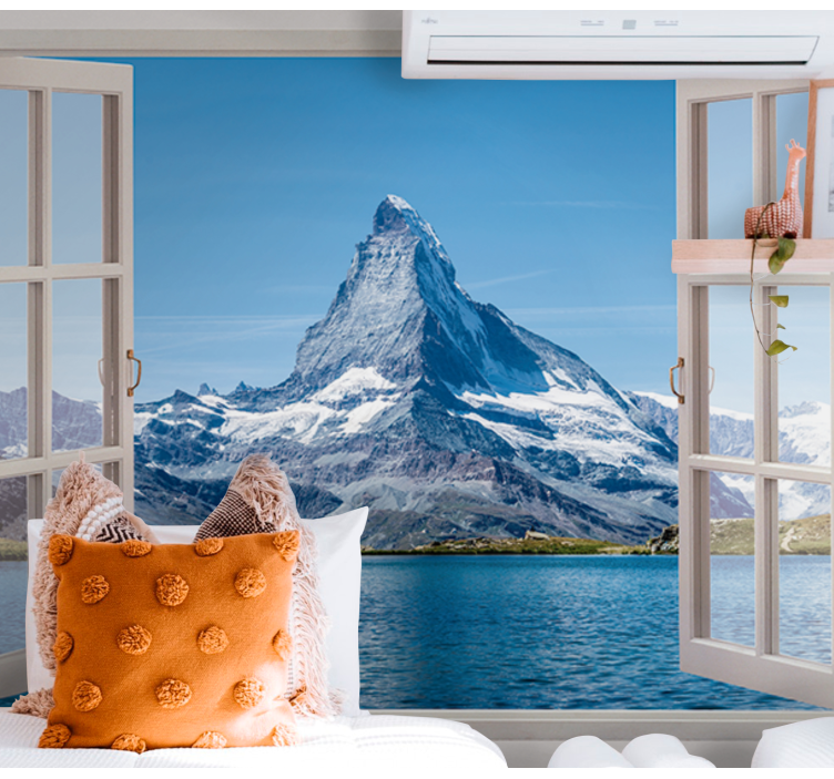 Fotomurale 3d Vista sulle montagne dalla finestra - TenStickers