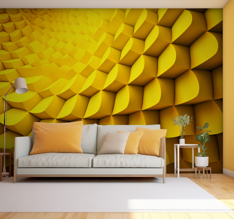 Fotomurale 3d geometria futuristica giallo - TenStickers