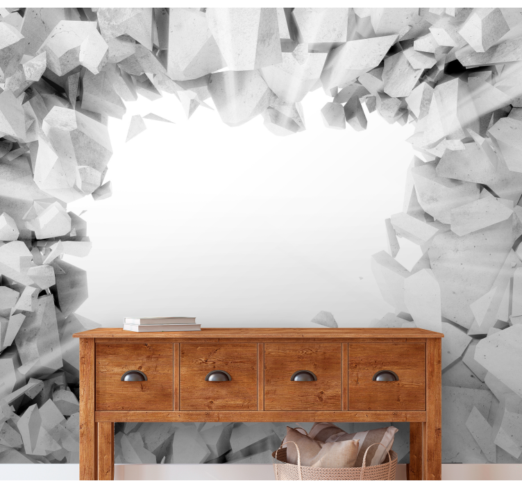 Fotomurale 3d struttura di cemento rotto - TenStickers