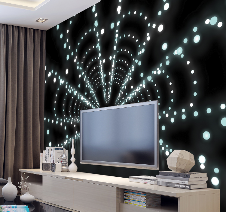 Carta da parati 3D tunnel bianco e nero - TenStickers