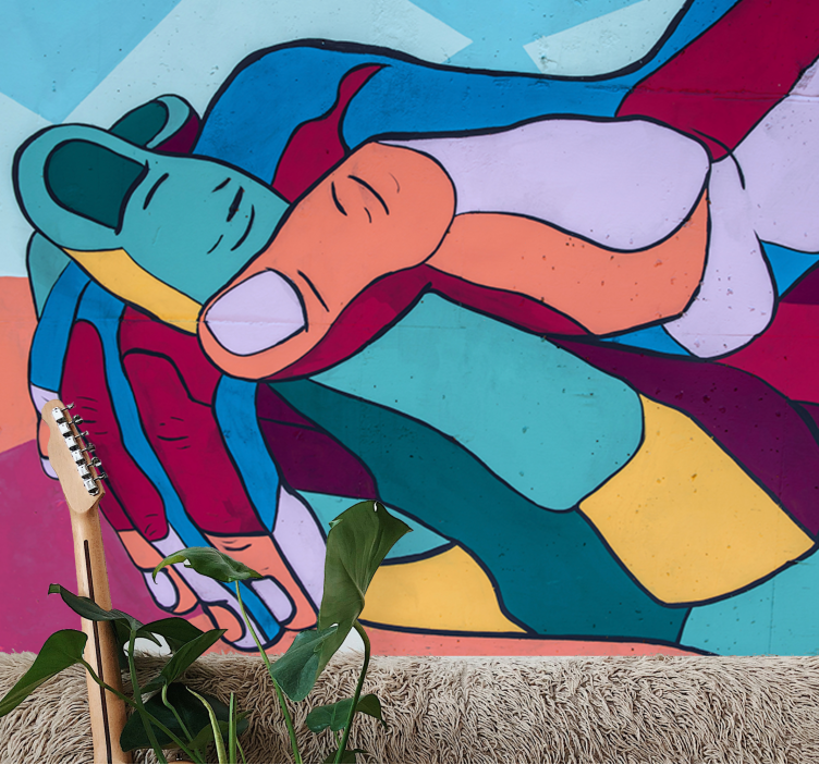 Fotomurale amore abbraccio di mani colorate - TenStickers