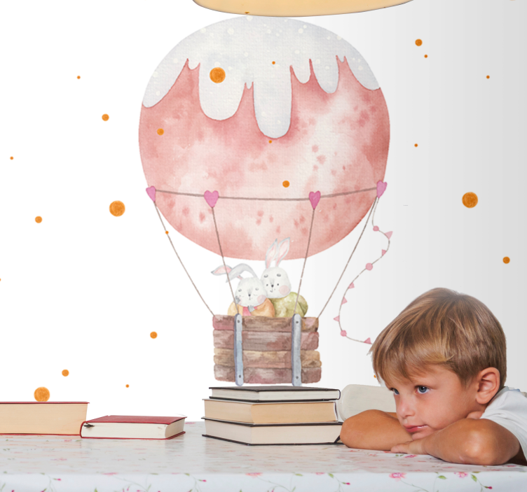 Fotomurale amore avventura con palloncini di coniglio - TenStickers