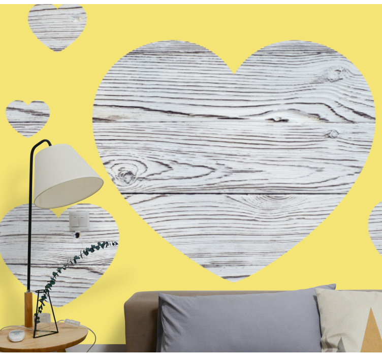 Fotomurale amore motivo legno cuori - TenStickers