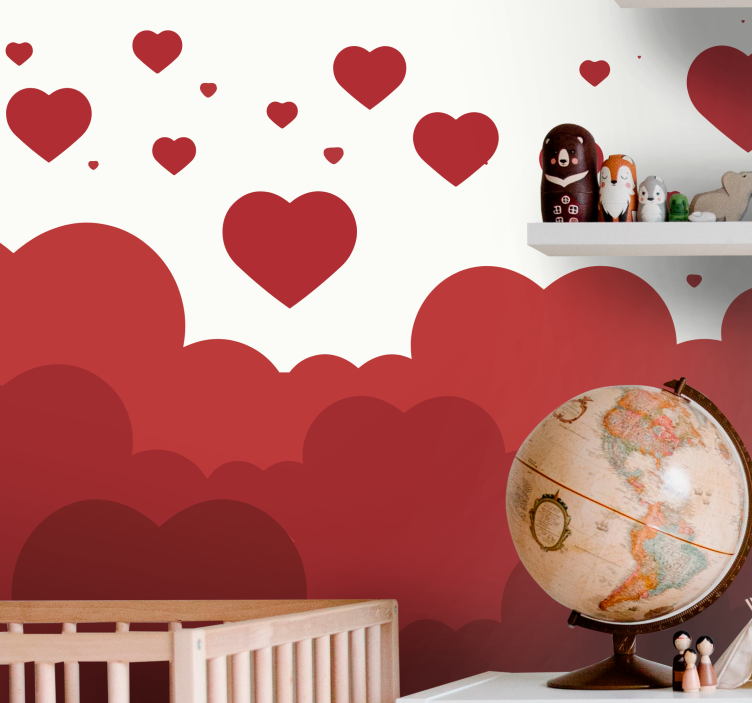 Fotomurale amore nuvole di cuori fluttuanti - TenStickers