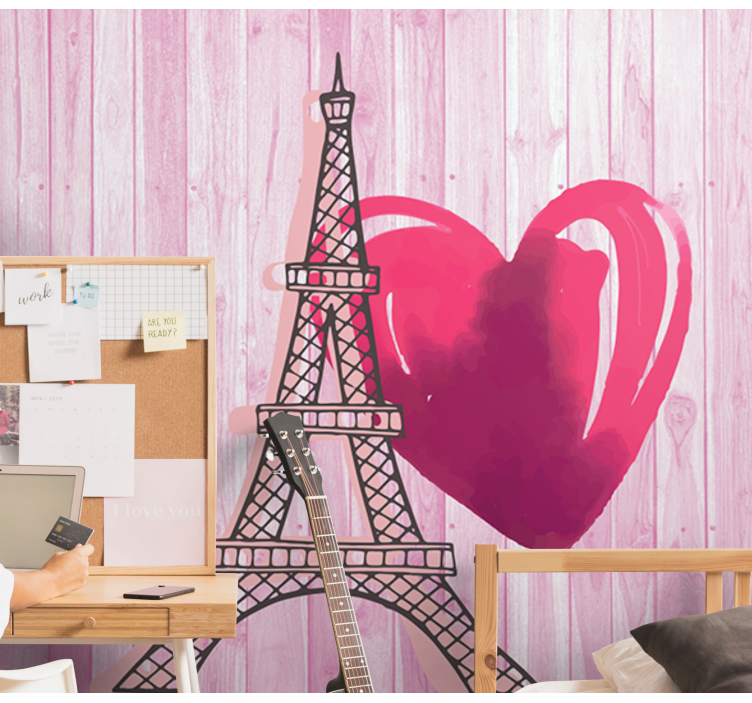 Fotomurale amore torre eiffel cuore - TenStickers