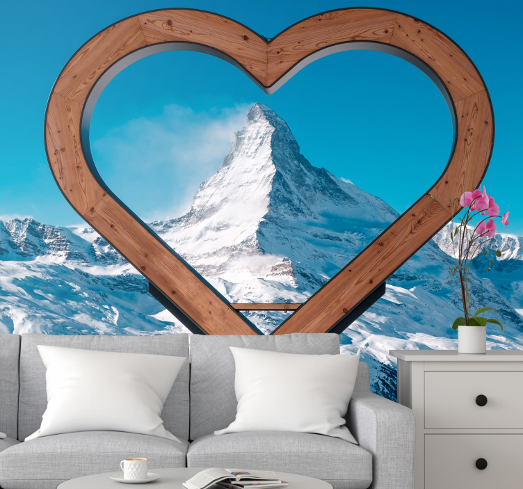 Fotomurale amore vista montagna a forma di cuore - TenStickers