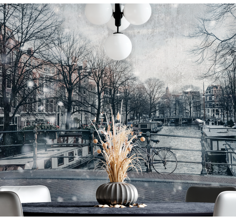 Fotomurale amsterdam scena di riflesso nei canali - TenStickers
