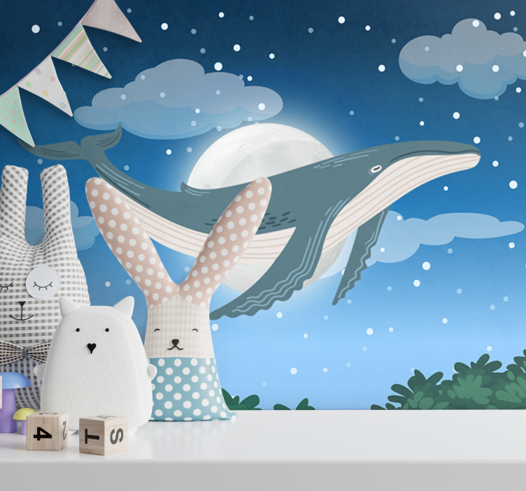 Fotomurale animali balena al chiaro di luna - TenStickers