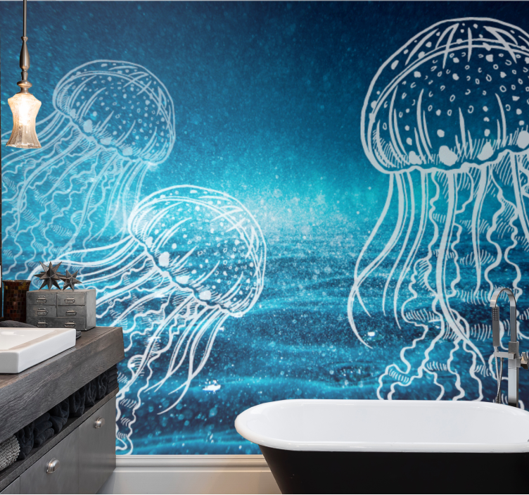 Fotomurale per bagno danza elegante delle meduse - TenStickers