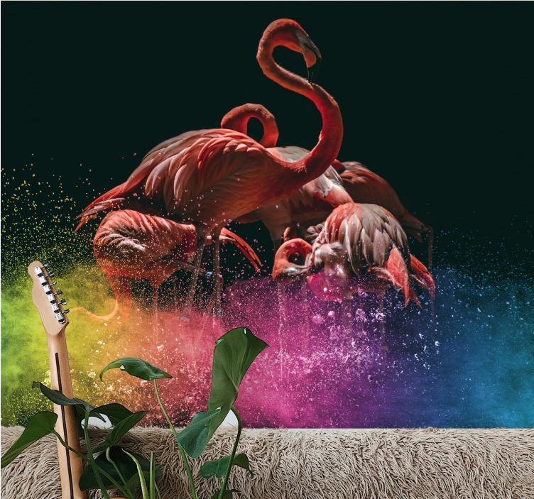 Fotomurale animali festa degli flamingo - TenStickers