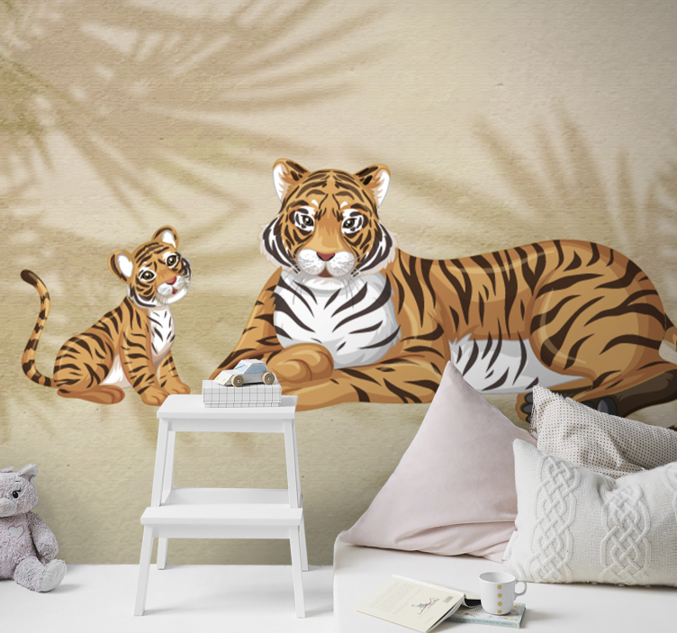 Fotomurale animali madre e cucciolo di tigre - TenStickers