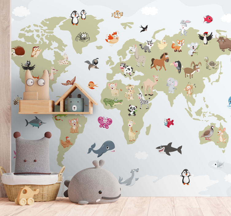 Fotomurale animali mappa globale delle creature - TenStickers