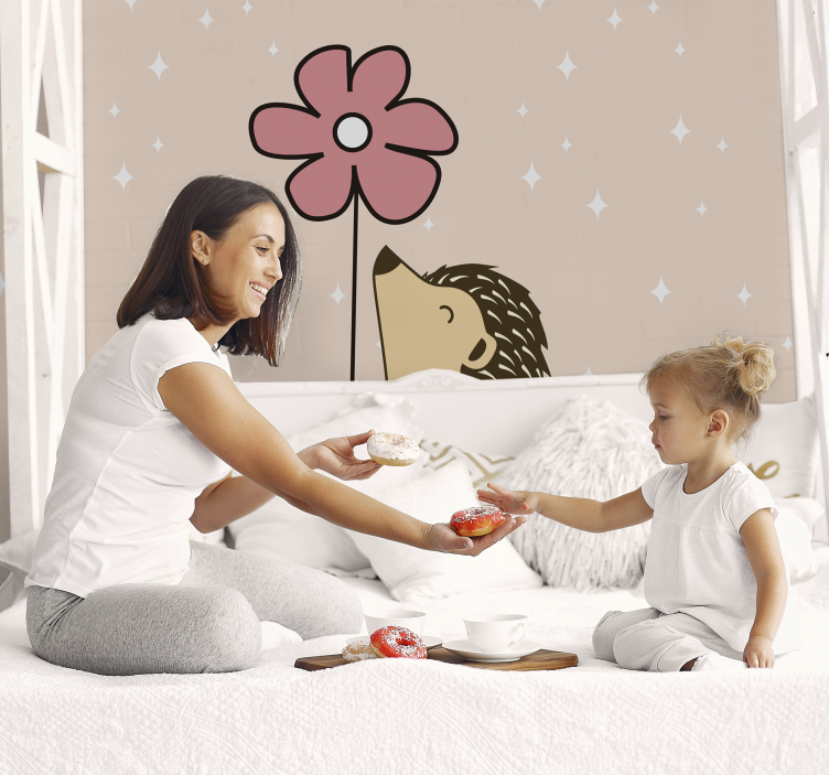 Fotomurale animali riccio e fiore - TenStickers