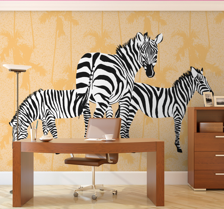 Fotomurale animali trio di zebre stilizzate - TenStickers