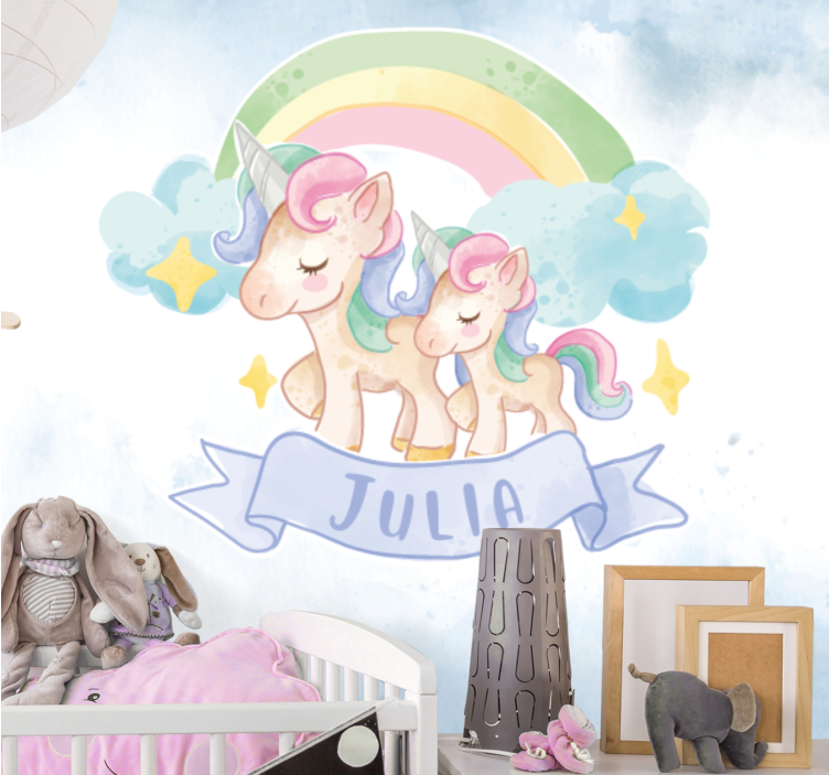 Fotomurale animali unicorni e arcobaleno - TenStickers