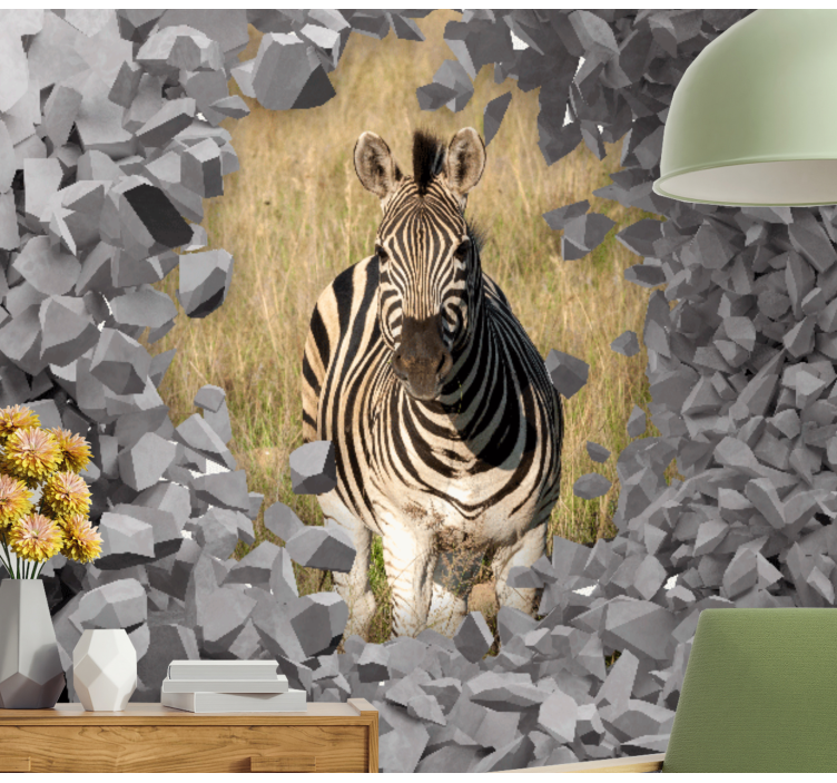 Fotomurale animali zebra che emerge dalle rocce - TenStickers