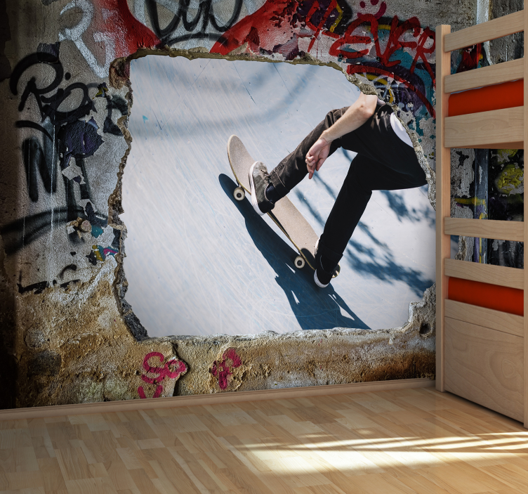 Fotomurale arte urbana azione dello skateboard - TenStickers